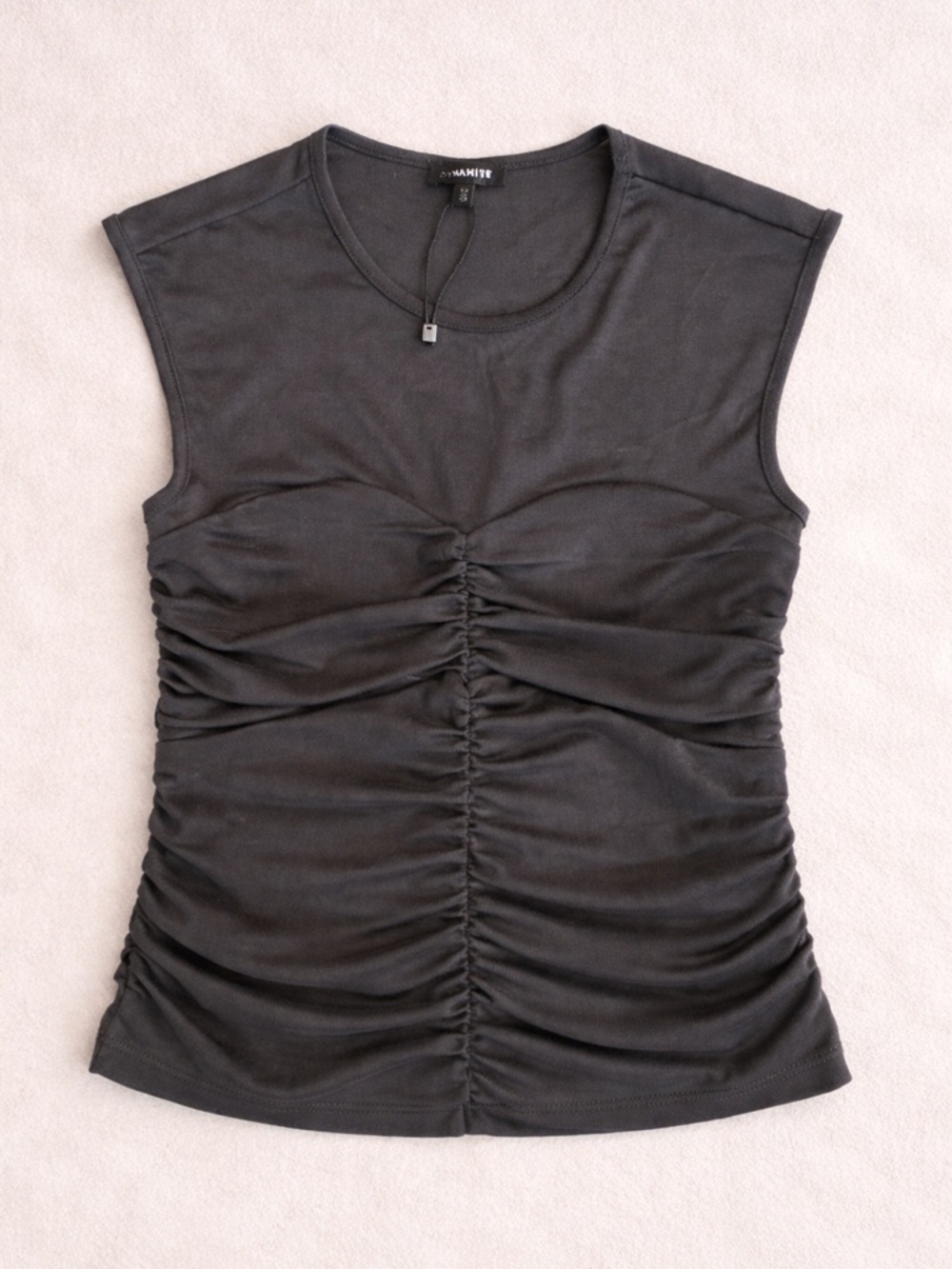 Dynamite Black Ruched Front Tank - Picture 2 of 9